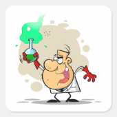 不機嫌熱狂する科学者の漫画 スクエアシール (正面)