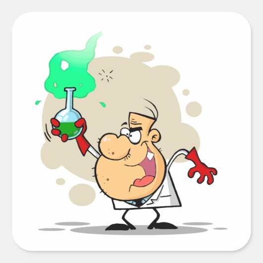 不機嫌熱狂する科学者の漫画 スクエアシール (正面)