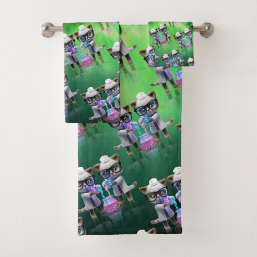 不機嫌猫おもしろい科学者が世界征服を企てる バスタオルセット (インサイチュ)