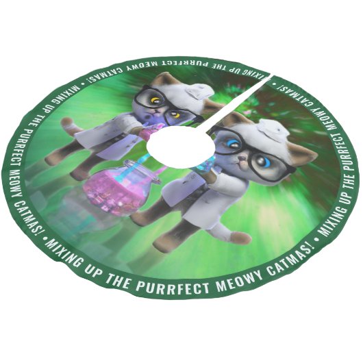 不機嫌猫の科学者が意図的にミオウィーの白腫を混合 ブラッシュドポリエステルツリースカート (アングル)