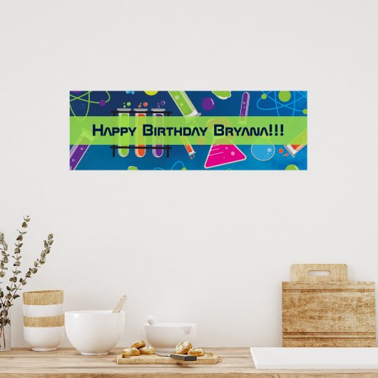 不機嫌科学バースデーパーティーカスタムバナー ポスター (キッチン)