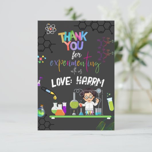 不機嫌科学バースデーパーティーサンキューカード (スタンド正面)
