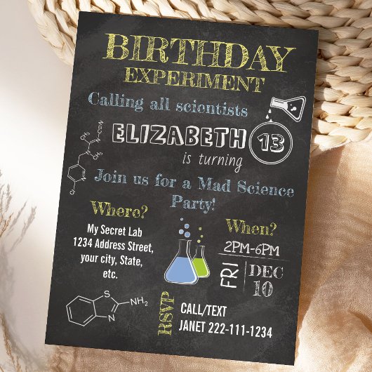 不機嫌科学パーティー誕生日招待状 招待状