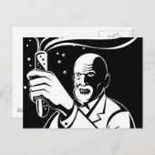 不機嫌科学者が試験管を持ち上げる ポストカード (正面/裏面)