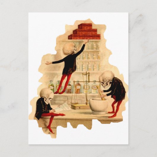 不機嫌科学者のスケルトン ポストカード (正面)