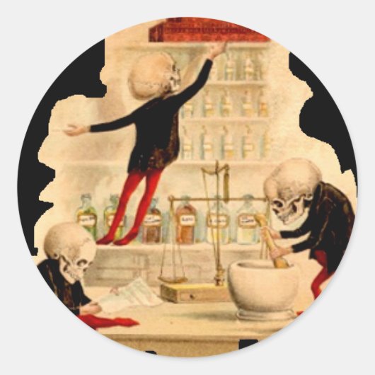 不機嫌科学者のスケルトン ラウンドシール (正面)