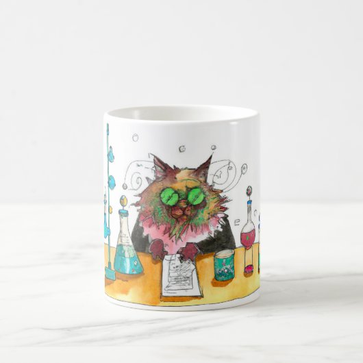 不機嫌科学者の猫のマグカップ、科学者のためのギフト コーヒーマグカップ (中央)