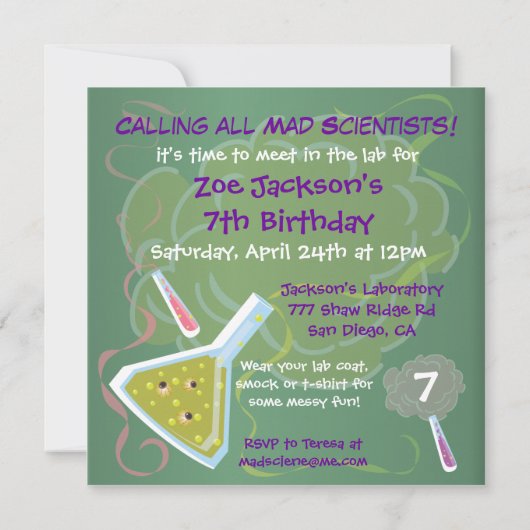 不機嫌科学者バースデーパーティ招待状 招待状 (裏面)