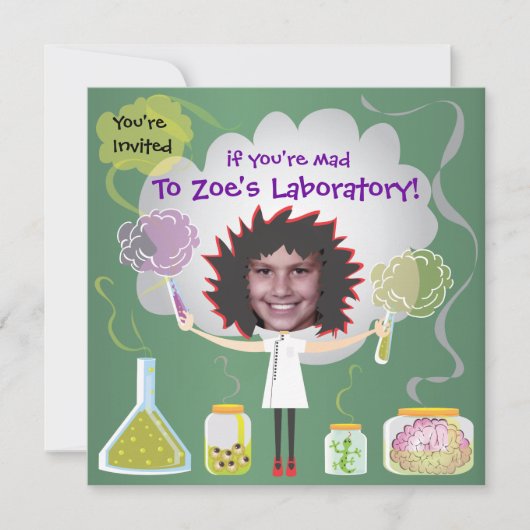 不機嫌科学者バースデーパーティ招待状 招待状 (正面)