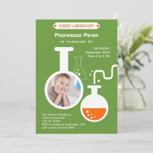 不機嫌科学者誕生会写真招待状 招待状 (スタンド正面)