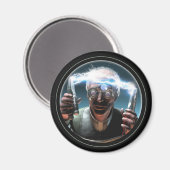 不機嫌科学者#2ラウンドマグネット マグネット (正面/裏面)