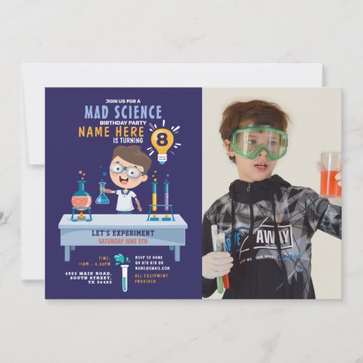 不機嫌科学誕生日パーティー実験写真 招待状 (正面)
