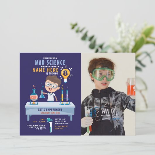 不機嫌科学誕生日パーティー実験写真 招待状 (スタンド正面)