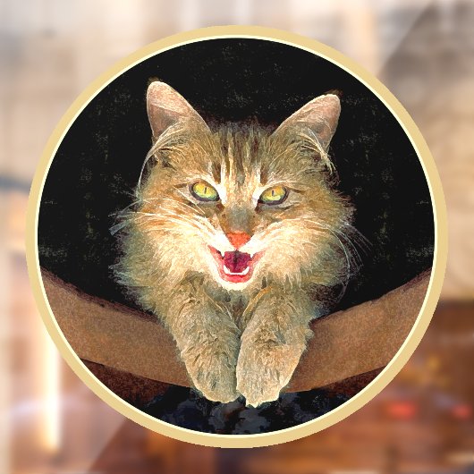 不機嫌絵画猫の可愛いオリジナル猫アート ウィンドウサイン (シート2)