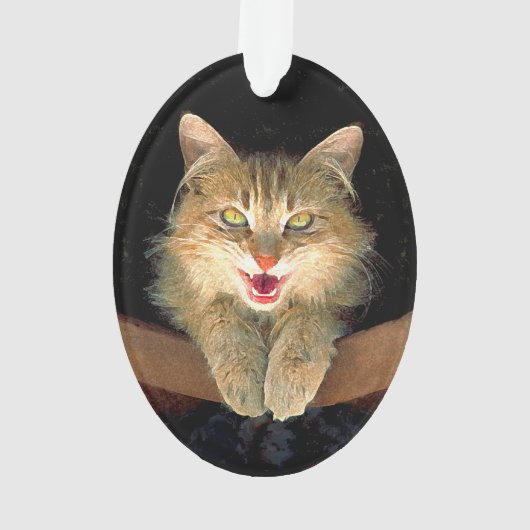 不機嫌絵画猫の可愛いオリジナル猫アート オーナメント (裏面)