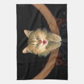 不機嫌絵画猫の可愛いオリジナル猫アート キッチンタオル (縦)