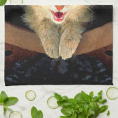 不機嫌絵画猫の可愛いオリジナル猫アート キッチンタオル (折り畳み)
