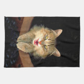 不機嫌絵画猫の可愛いオリジナル猫アート キッチンタオル (横)