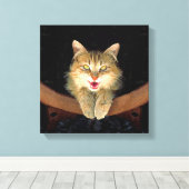 不機嫌絵画猫の可愛いオリジナル猫アート キャンバスプリント (インサイチュ (ウッドフロア))