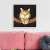 不機嫌絵画猫の可愛いオリジナル猫アート キャンバスプリント (インサイチュ (リビング))