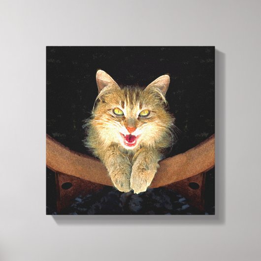 不機嫌絵画猫の可愛いオリジナル猫アート キャンバスプリント (正面)