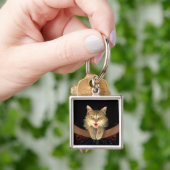 不機嫌絵画猫の可愛いオリジナル猫アート キーホルダー (手)