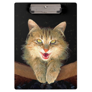 不機嫌絵画猫の可愛いオリジナル猫アート クリップボード