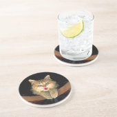不機嫌絵画猫の可愛いオリジナル猫アート コースター (側面)