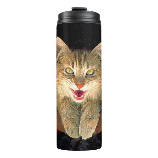 不機嫌絵画猫の可愛いオリジナル猫アート タンブラー (正面)