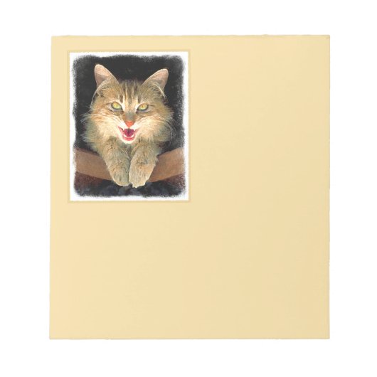 不機嫌絵画猫の可愛いオリジナル猫アート ノートパッド (正面)