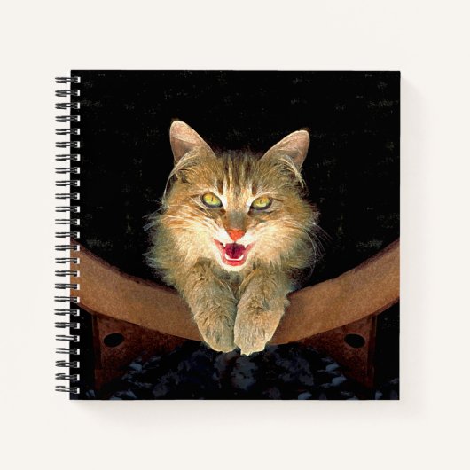 不機嫌絵画猫の可愛いオリジナル猫アート ノートブック (正面)