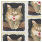 不機嫌絵画猫の可愛いオリジナル猫アート ファブリック (クローズアップ)