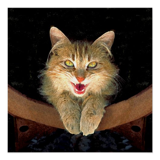 不機嫌絵画猫の可愛いオリジナル猫アート ポスター (正面)