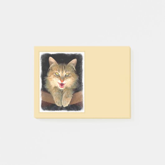 不機嫌絵画猫の可愛いオリジナル猫アート ポストイット (正面)
