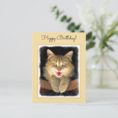 不機嫌絵画猫の可愛いオリジナル猫アート ポストカード (スタンド正面)