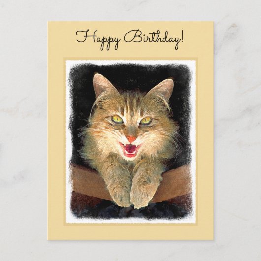 不機嫌絵画猫の可愛いオリジナル猫アート ポストカード (正面)