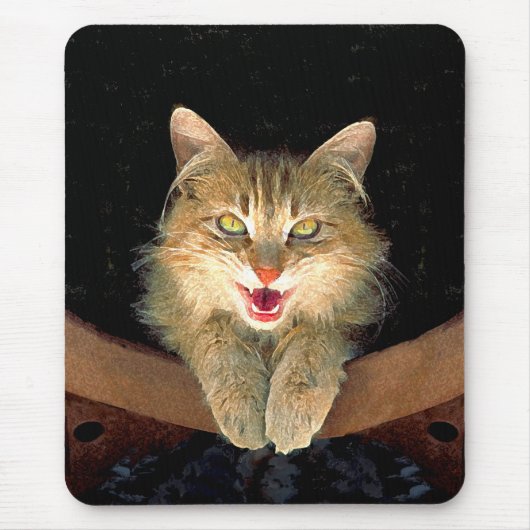 不機嫌絵画猫の可愛いオリジナル猫アート マウスパッド (正面)