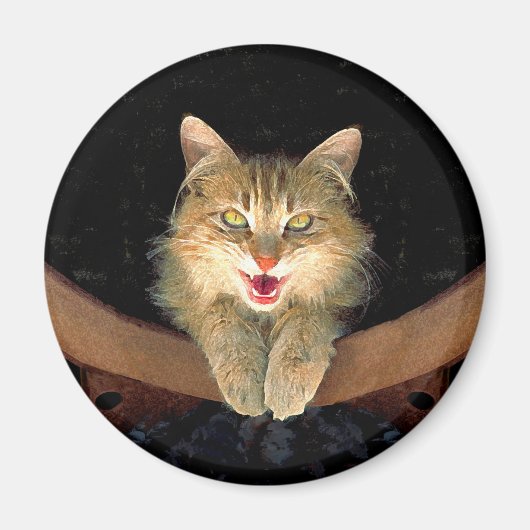 不機嫌絵画猫の可愛いオリジナル猫アート マグネット (正面)