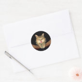 不機嫌絵画猫の可愛いオリジナル猫アート ラウンドシール (封筒)