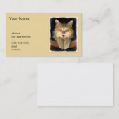 不機嫌絵画猫の可愛いオリジナル猫アート 名刺 (正面/裏面)