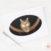 不機嫌絵画猫の可愛いオリジナル猫アート 楕円形シール (封筒)