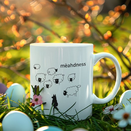 不機嫌羊の手立ての群れを行う羊 コーヒーマグカップ