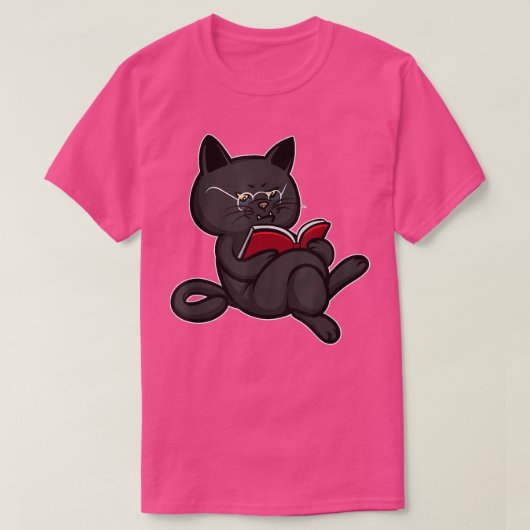 不機嫌読な猫好き読の本 Tシャツ (デザイン正面)