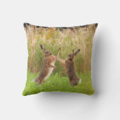 不機嫌野生のウサギボクシングと戦いノーフォークUK クッション (裏面)