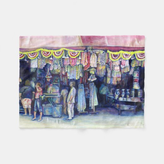 不機嫌·マン·オン·マーケット·アンド·メイン(シンガポール) フリースブランケット (正面(横))