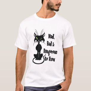 不機嫌、悪くて危険、黒猫 Tシャツ