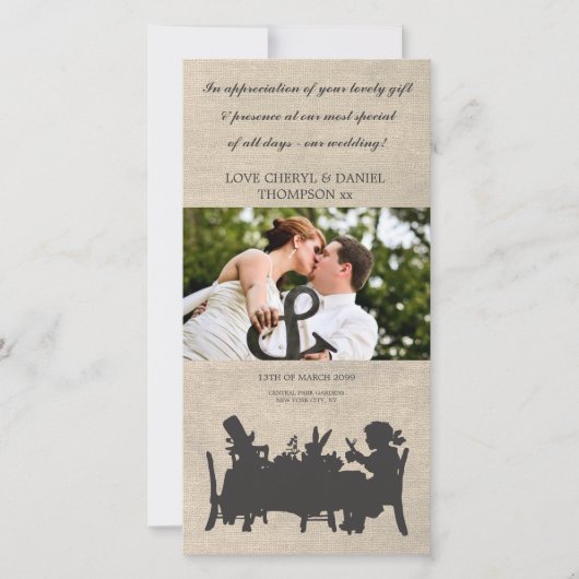 不機嫌Hatters Teaパーティー結婚's Thank You Photo Card サンキューカード (正面)