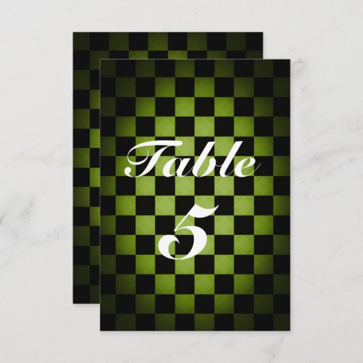 不機嫌TEAパーティーお洒落市松模様にテーブル番号カード 招待状 (正面/裏面)