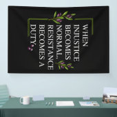 不正が正常になると抵抗が加わる 横断幕 (トレードショー)