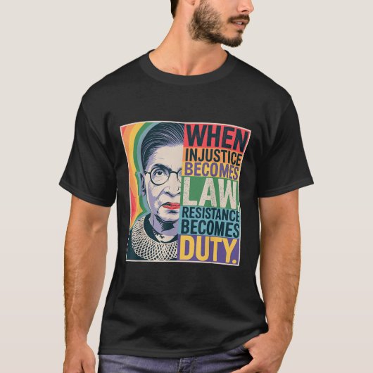不正が法の抵抗になるレトロ Tシャツ (正面)